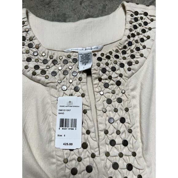 Diane‎ Von Furstenberg DvF Fraser linen blend dress Cream Size 6 $425 - Picture 3 of 5